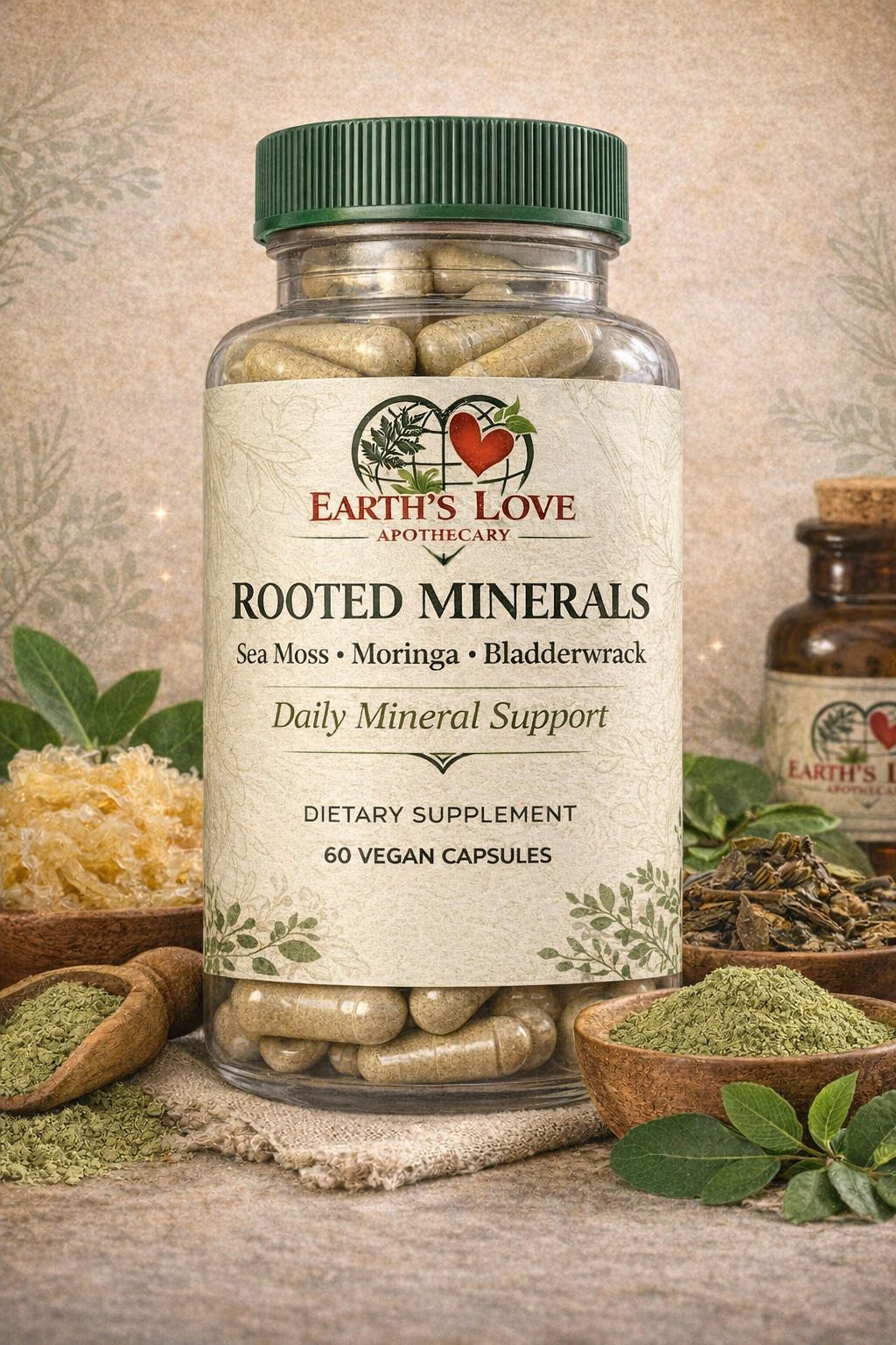 Rooted Minerals | Sea Moss + Moringa + Bladderwrack Capsules