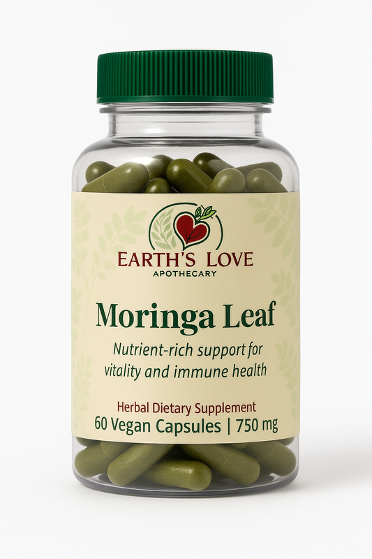 Moringa Leaf – 60 Herbal Capsules (Earth’s Love Apothecary – 60 Vegan Capsules)