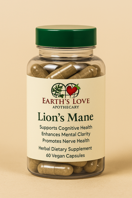 Lion’s Mane – 60 Herbal Capsules (Earth’s Love Apothecary – 60 Vegan Capsules)