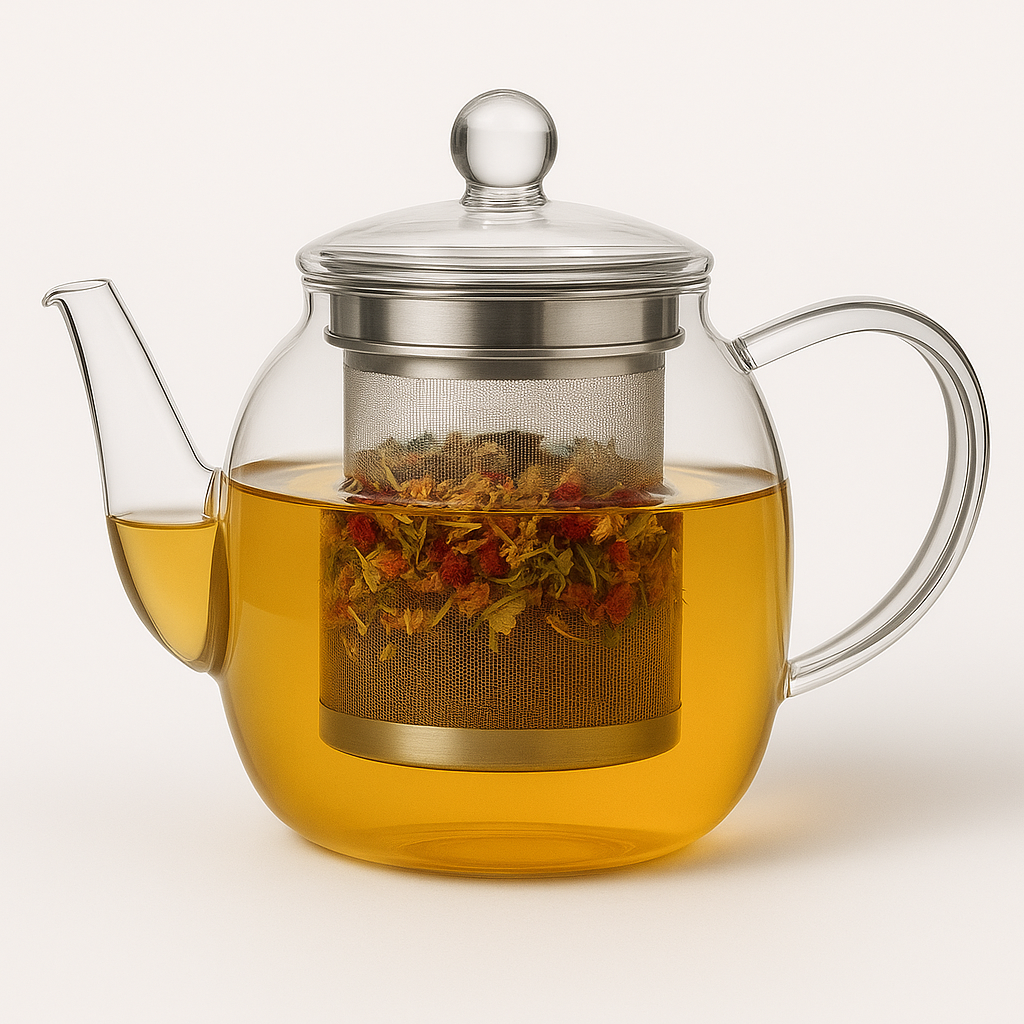 Earth’s Love Glass Teapot with Stainless Steel Infuser (600 mL)