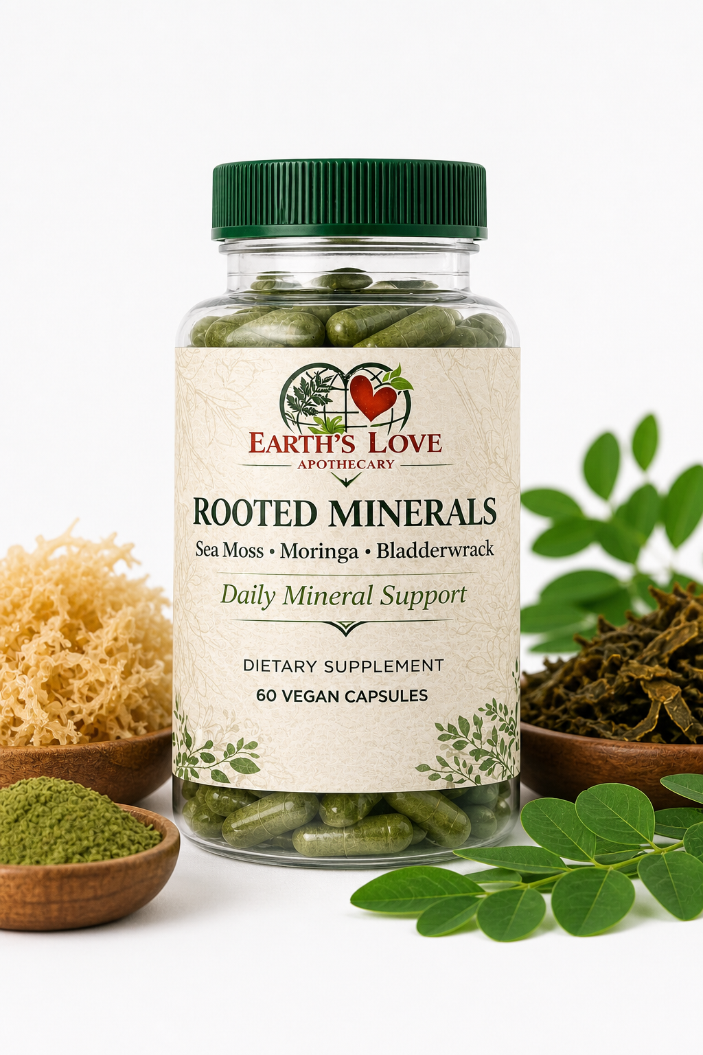 Rooted Minerals | Sea Moss + Moringa + Bladderwrack Capsules