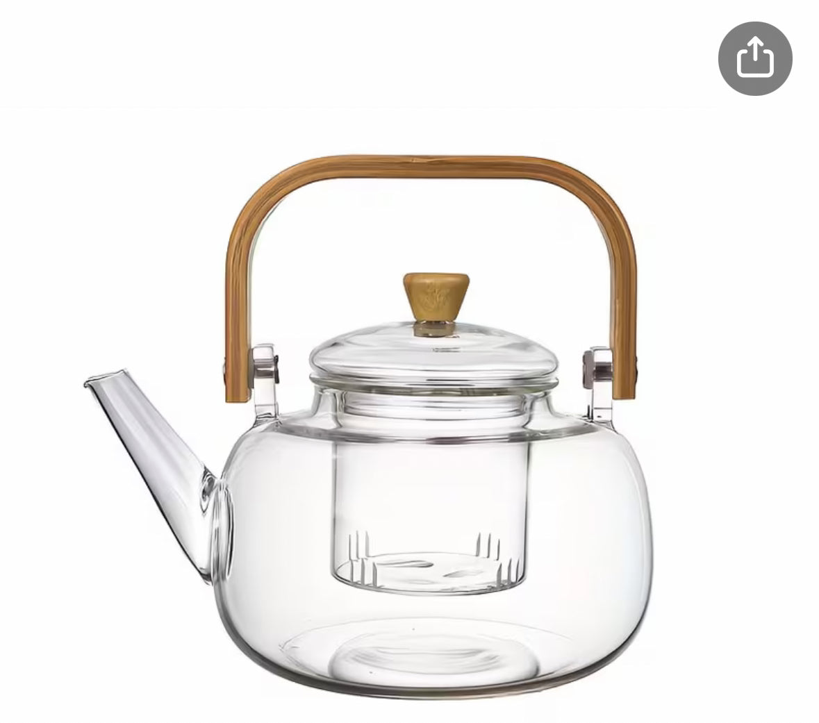 Earth’s Love Glass Teapot with Bamboo Handle (30oz)
