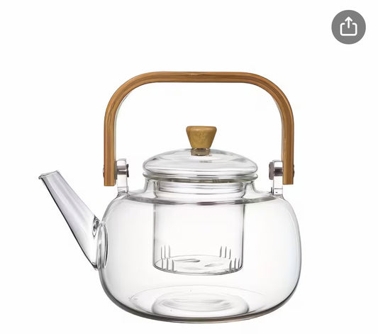 Earth’s Love Glass Teapot with Bamboo Handle (30oz)